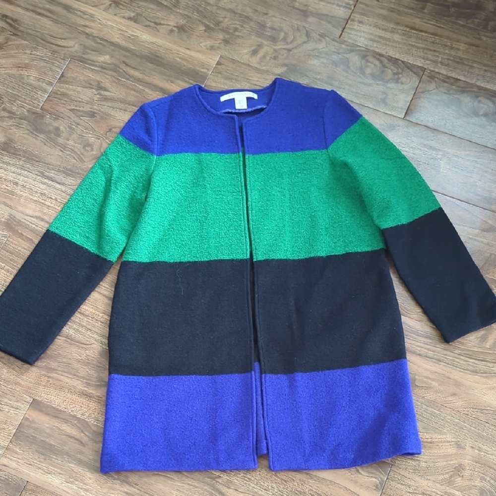 Max Studio Colorblock Wool Blend Sweater Coat